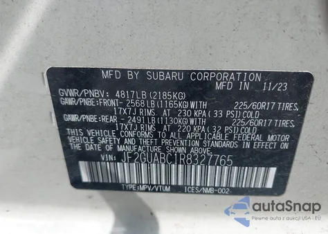 2024 Subaru Crosstrek from USA, damaged, VIN JF2GUABC1R8327765